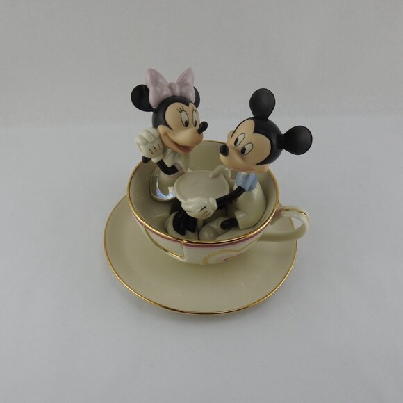 Lenox Disney 24K Gold Figurine Mickey Teacup Twirl Minnie Mouse Mad Tea Party - Picture 8 of 16